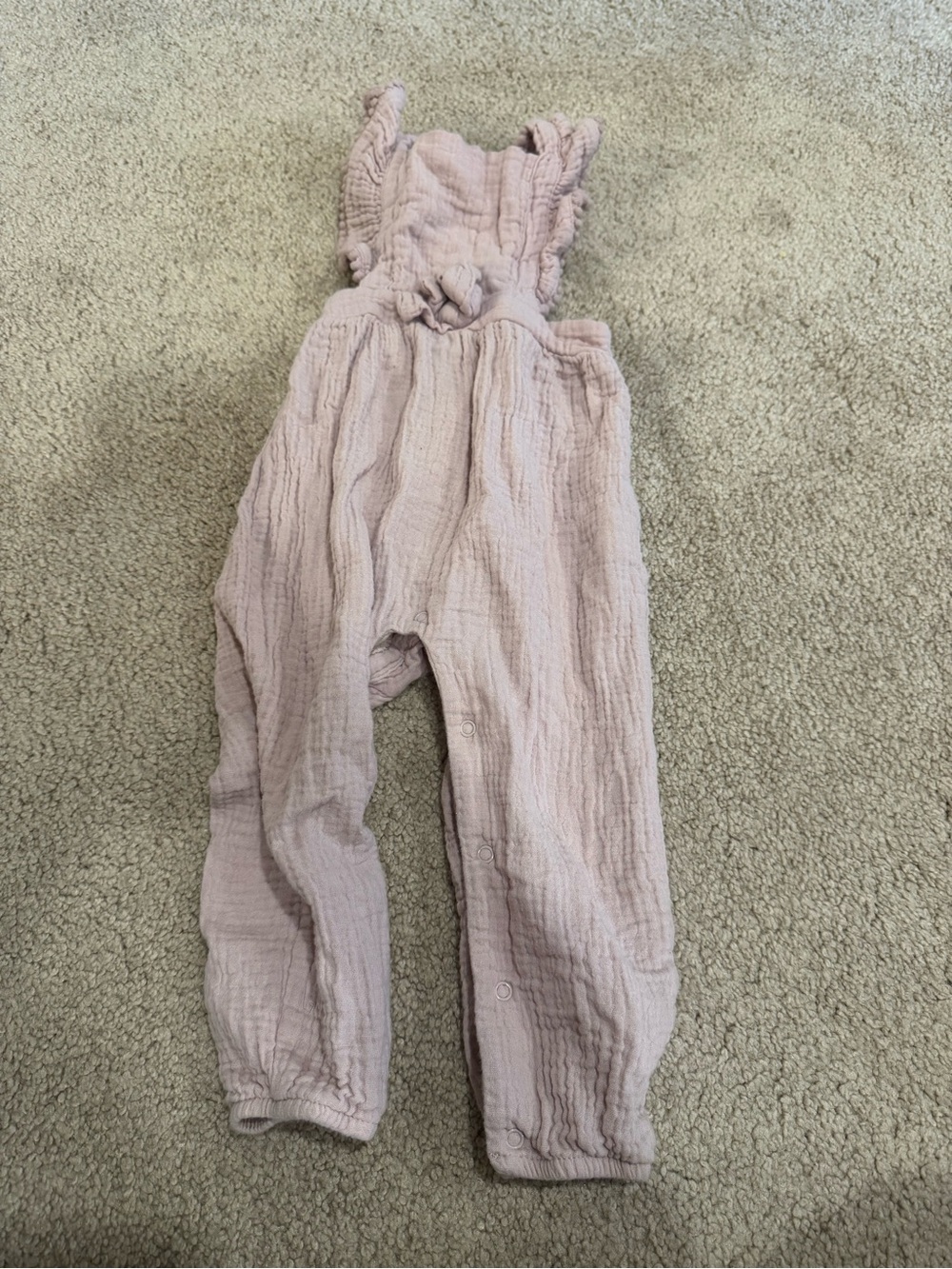 Toddler Girls Soft Pink/Purple Ruffle-Strap Jumpsuit Romper Size 18 Months